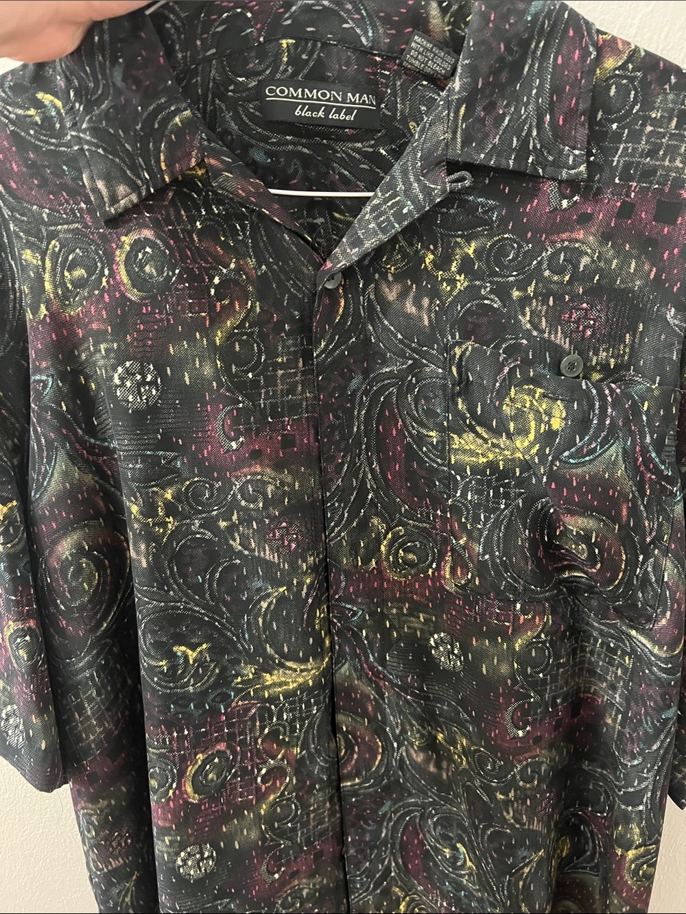 Black Abstract Pattern Button-Down Shirt